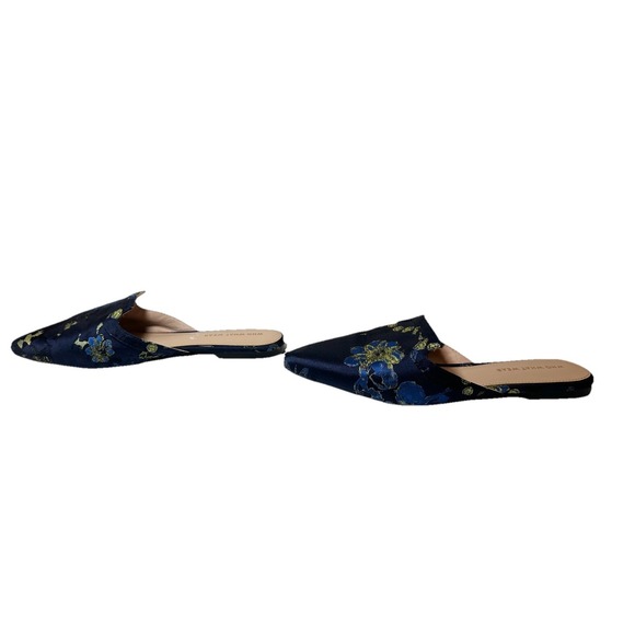Who What Wear Blue Honor Floral Brocade Flat Slip On Shoes Pointed Toe Mules 8 - Picture 3 of 12